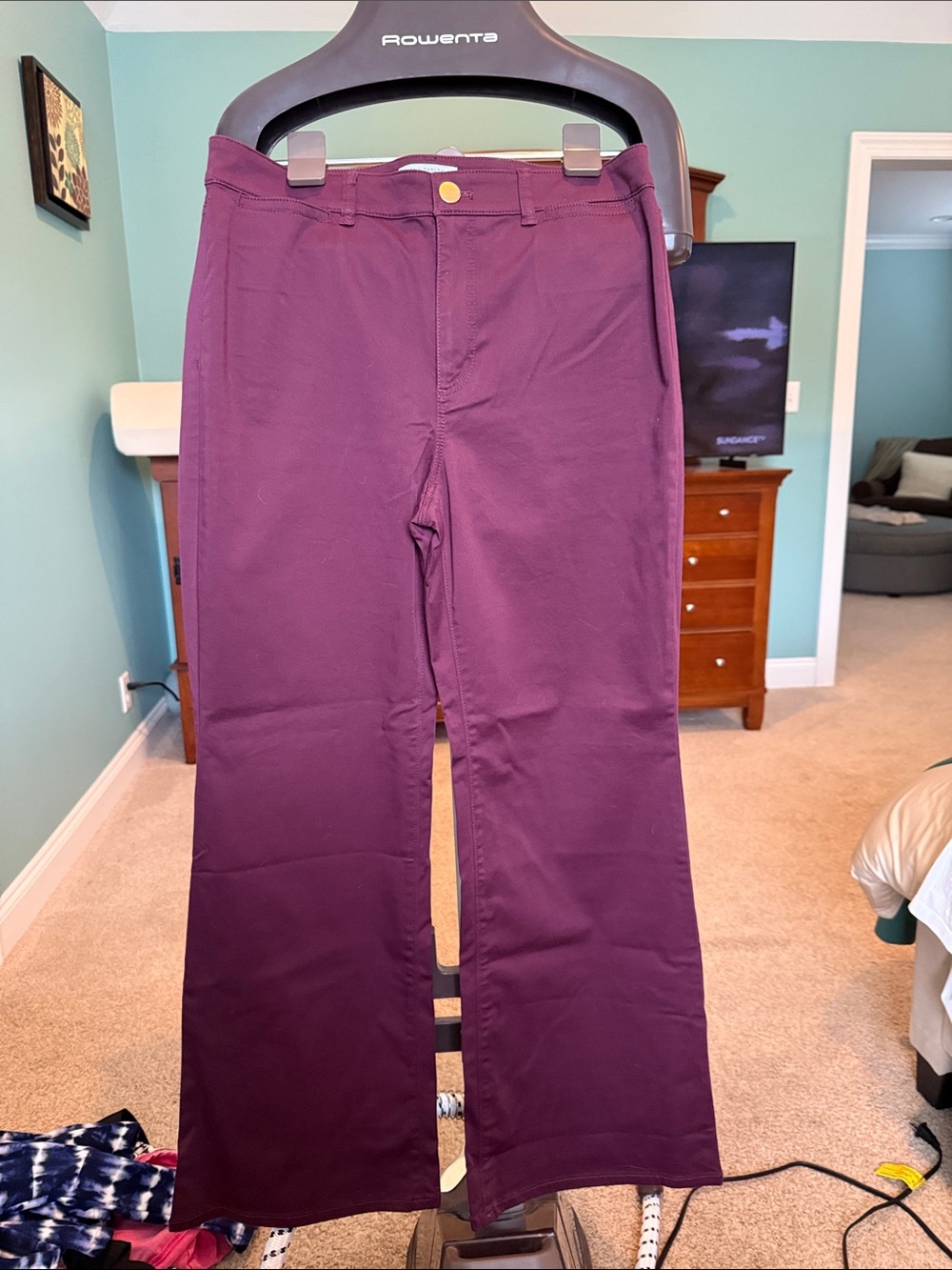 Ann Taylor Wide-Leg Jeans in Plum